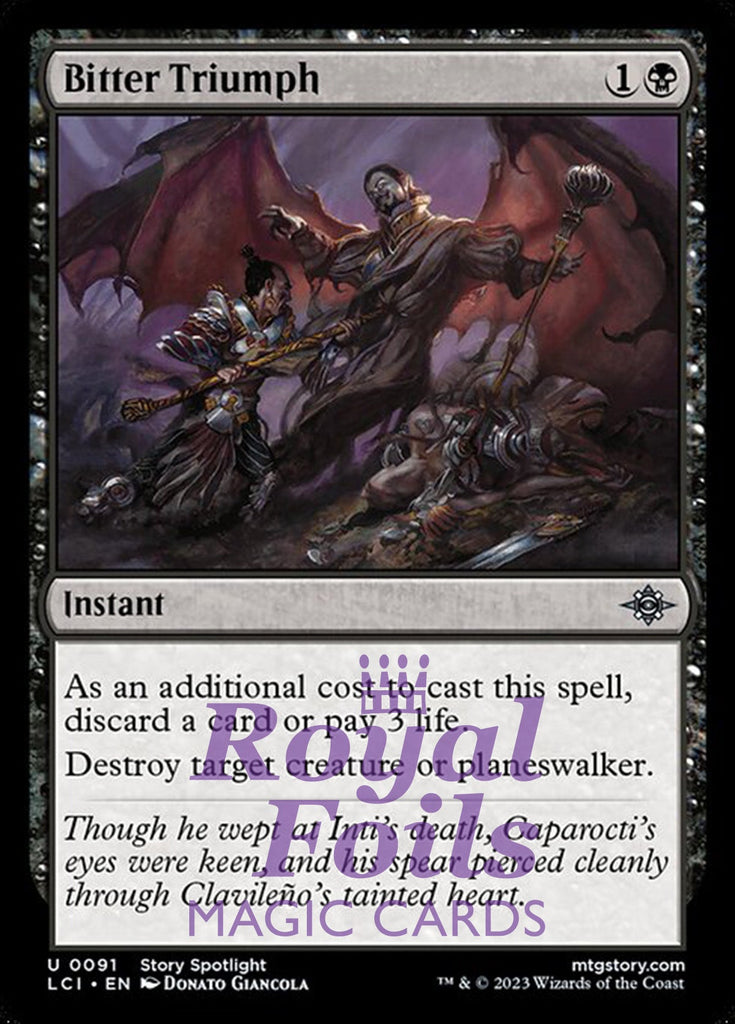 Bitter Triumph 1x FOIL Lost Caverns of Ixalan MTG LCI Uncommon MINT black Bitter Triumph 1x FOIL Lost Caverns of Ixalan MTG LCI Uncommon MINT black