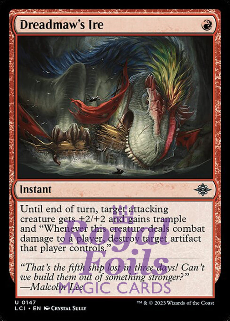 Dreadmaw's Ire 4x FOIL Lost Caverns of Ixalan MTG LCI Uncommon MINT red Dreadmaw's Ire 4x FOIL Lost Caverns of Ixalan MTG LCI Uncommon MINT red