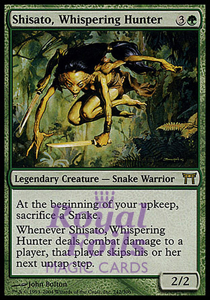 Shisato, Whispering Hunter 1x FOIL CHK MTG Champions Kamigawa Rare MINT green Shisato, Whispering Hunter 1x FOIL CHK MTG Champions Kamigawa Rare MINT green