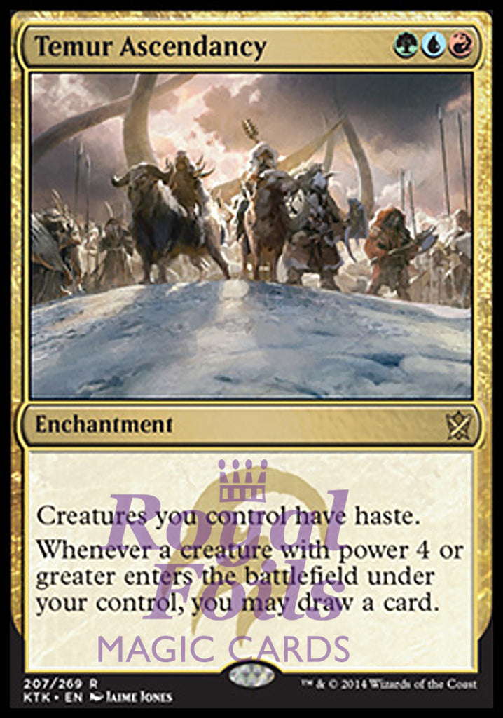 Temur Ascendancy 1x FOIL MTG KTK Khans of Tarkir Rare MINT green blue red Temur Ascendancy 1x FOIL MTG KTK Khans of Tarkir Rare MINT green blue red