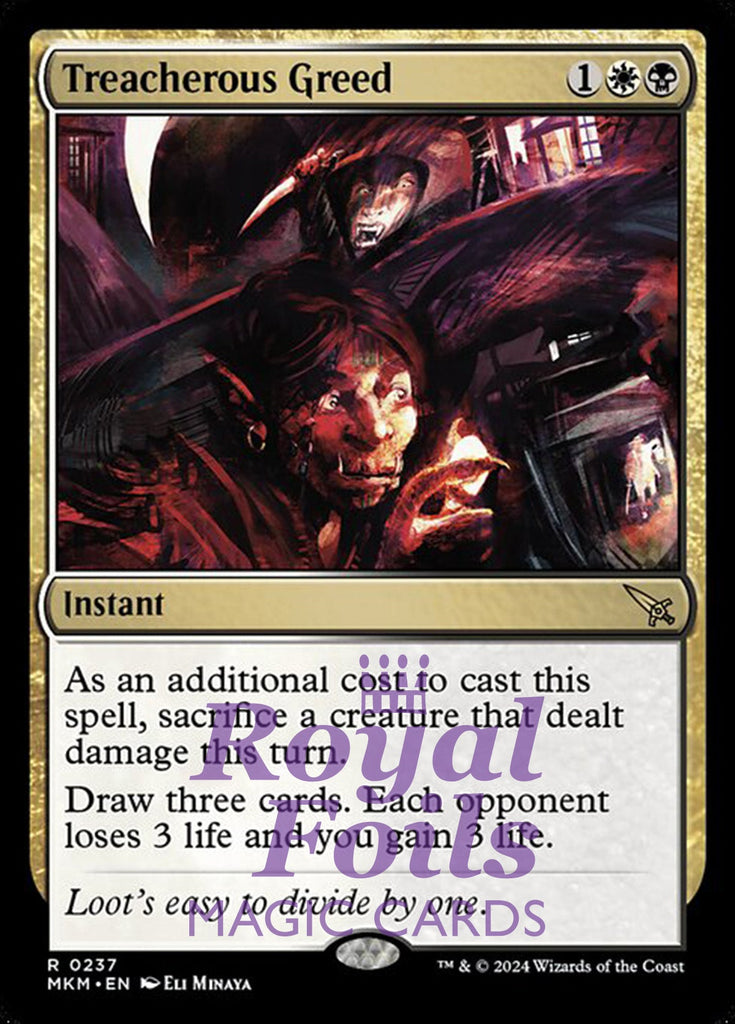 Treacherous Greed 2x FOIL MTG Murders at Karlov Manor MKM Rare MINT white black Treacherous Greed 2x FOIL MTG Murders at Karlov Manor MKM Rare MINT white black