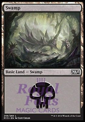 **4x FOIL Swamp #259** MTG M15 Core Set Basic Land MINT black **4x FOIL Swamp #259** MTG M15 Core Set Basic Land MINT black