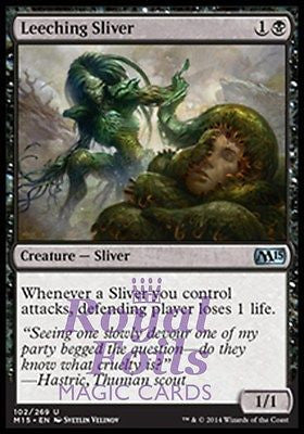 **1x FOIL Leeching Sliver** MTG M15 Core Set Uncommon MINT black **1x FOIL Leeching Sliver** MTG M15 Core Set Uncommon MINT black