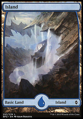 **1x FOIL Island 257** BFZ MTG Battle for Zendikar Full Art Basic Land MINT blue **1x FOIL Island 257** BFZ MTG Battle for Zendikar Full Art Basic Land MINT blue