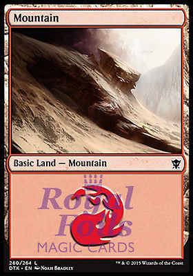 **4x FOIL Mountain #260** DTK MTG Dragons of Tarkir Basic Land MINT red **4x FOIL Mountain #260** DTK MTG Dragons of Tarkir Basic Land MINT red