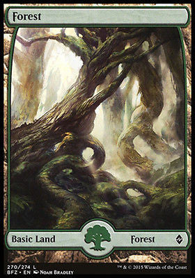 **1x FOIL Forest 270** BFZ MTG Battle for Zendikar Full Art Basic Land MINT green **1x FOIL Forest 270** BFZ MTG Battle for Zendikar Full Art Basic Land MINT green