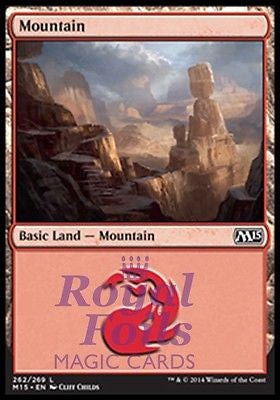 **4x FOIL Mountain #262** MTG M15 Core Set Basic Land MINT blue **4x FOIL Mountain #262** MTG M15 Core Set Basic Land MINT blue