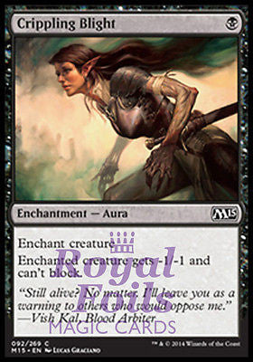**4x FOIL Crippling Blight** MTG M15 Core Set Common MINT black enchantment aura **4x FOIL Crippling Blight** MTG M15 Core Set Common MINT black enchantment aura