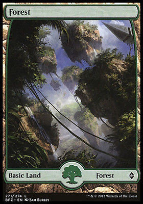 Forest 271 1x FOIL BFZ MTG Battle for Zendikar Full Art Basic Land MINT green Forest 271 1x FOIL BFZ MTG Battle for Zendikar Full Art Basic Land MINT green