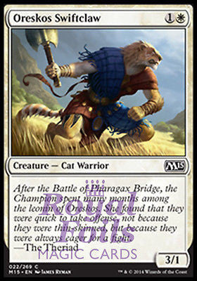 **4x FOIL Oreskos Swiftclaw** MTG M15 Core Set Common MINT white cat warrior **4x FOIL Oreskos Swiftclaw** MTG M15 Core Set Common MINT white cat warrior