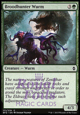 **4x FOIL Broodhunter Wurm** BFZ MTG Battle for Zendikar Common MINT green **4x FOIL Broodhunter Wurm** BFZ MTG Battle for Zendikar Common MINT green