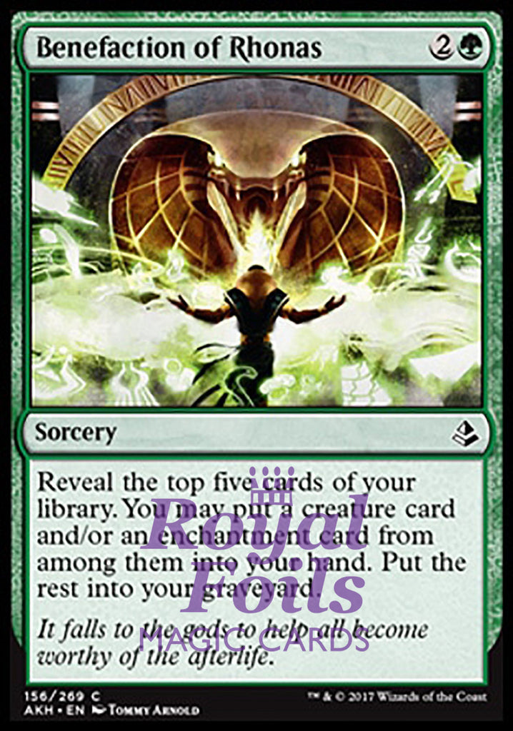 Benefaction of Rhonas 4x FOIL AKH MTG Amonkhet Common MINT green Benefaction of Rhonas 4x FOIL AKH MTG Amonkhet Common MINT green