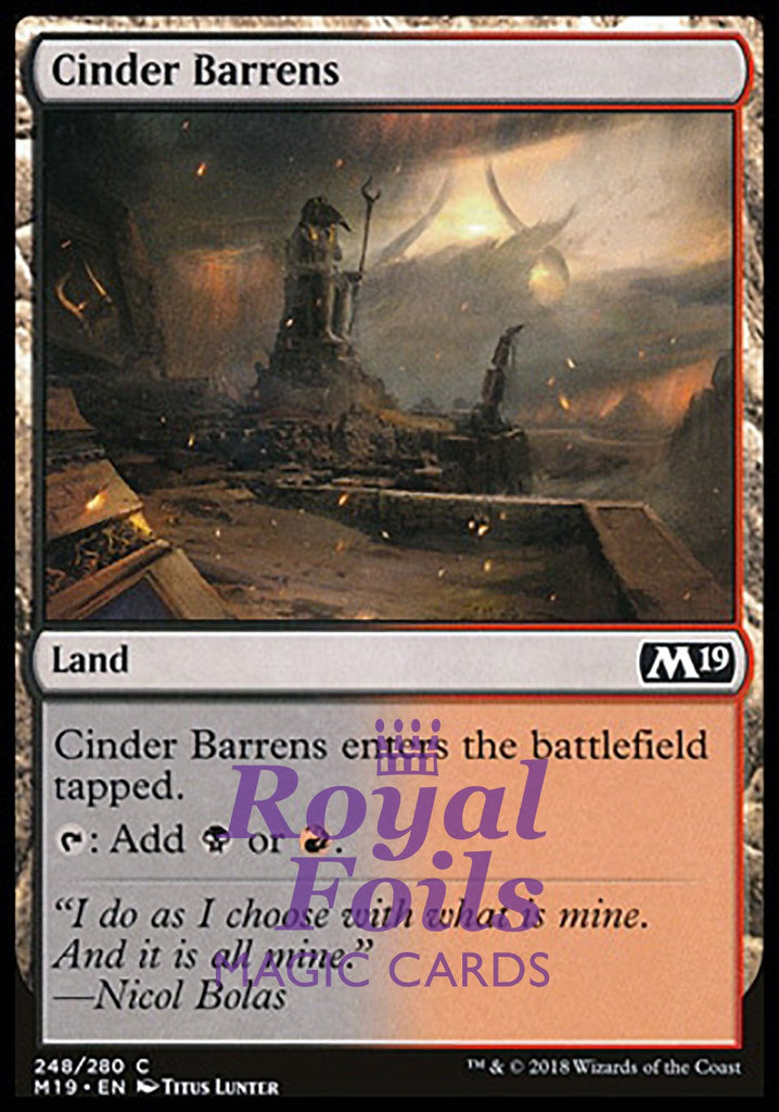 **4x FOIL Cinder Barrens** M19 MTG Core Set 2019 Common MINT black red land **4x FOIL Cinder Barrens** M19 MTG Core Set 2019 Common MINT black red land