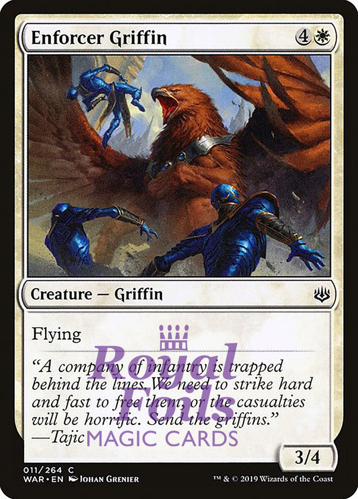 Enforcer Griffin 3x FOIL WAR MTG War of the Spark Common MINT white Enforcer Griffin 3x FOIL WAR MTG War of the Spark Common MINT white