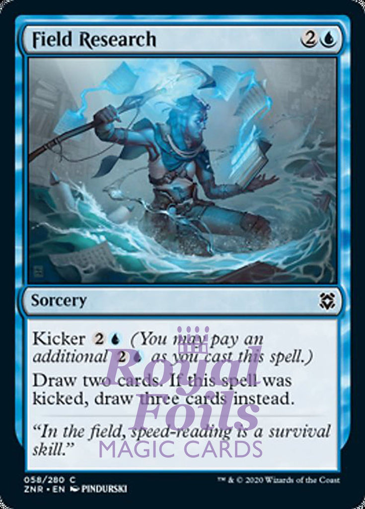 **4x FOIL Field Research** ZNR MTG Zendikar Rising Common MINT blue **4x FOIL Field Research** ZNR MTG Zendikar Rising Common MINT blue