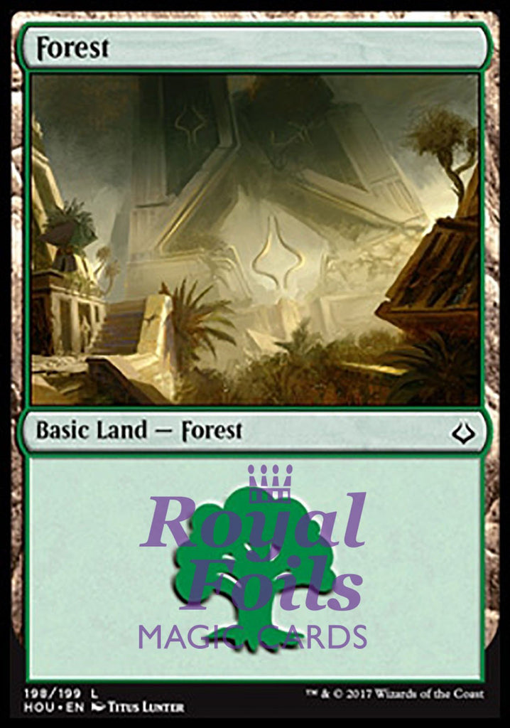 Forest #198 2x FOIL HOU MTG Hour of Devastation Basic Land MINT green Forest #198 2x FOIL HOU MTG Hour of Devastation Basic Land MINT green
