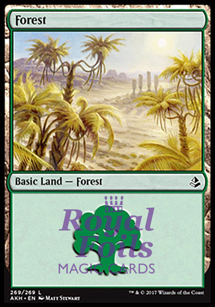 Forest #269 2x FOIL AKH MTG Amonkhet Basic Land MINT green Forest #269 2x FOIL AKH MTG Amonkhet Basic Land MINT green