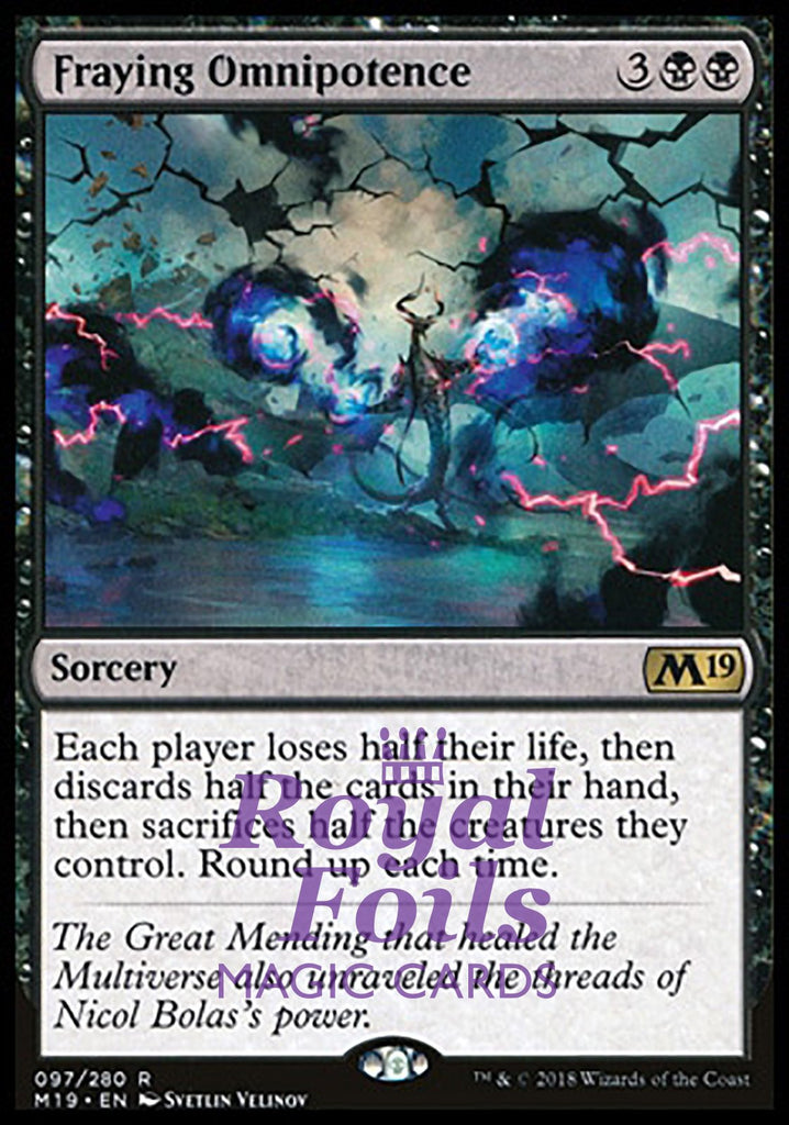 Fraying Omnipotence 1x FOIL M19 MTG Core Set 2019 Rare MINT black Fraying Omnipotence 1x FOIL M19 MTG Core Set 2019 Rare MINT black