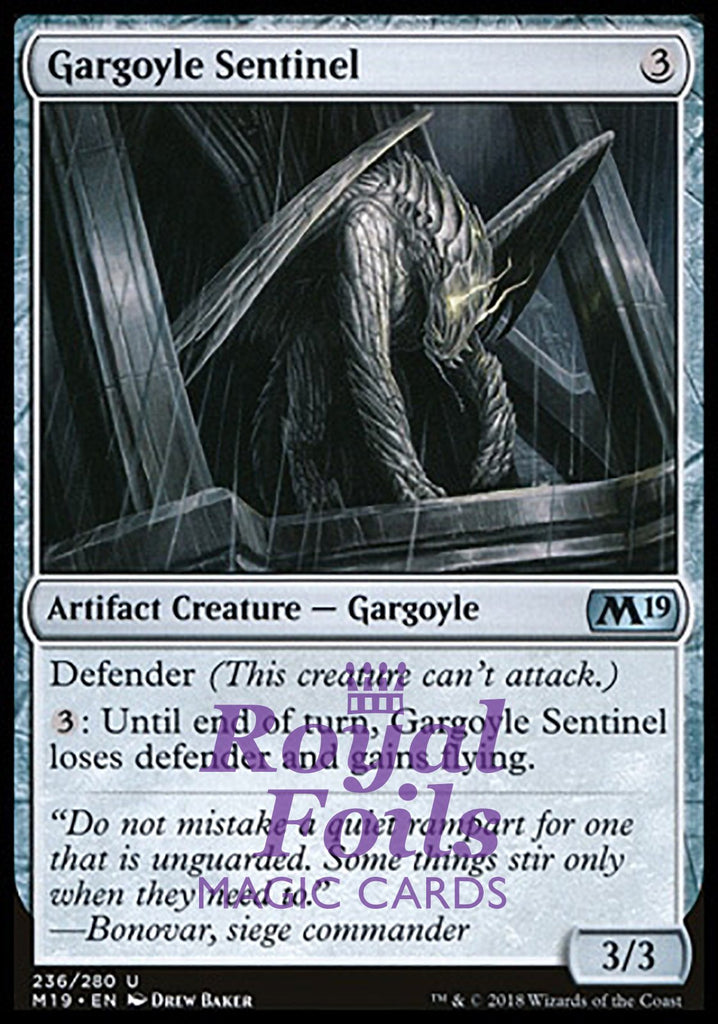 **4x FOIL Gargoyle Sentinel** M19 MTG Core Set 2019 Uncommon MINT artifact **4x FOIL Gargoyle Sentinel** M19 MTG Core Set 2019 Uncommon MINT artifact