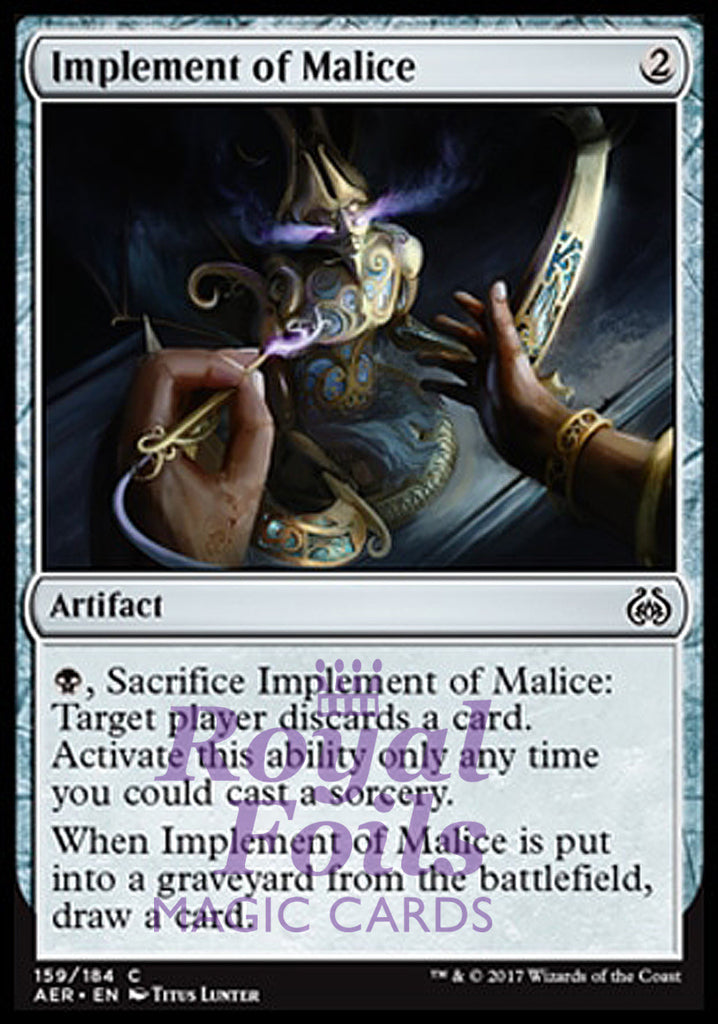 Implement of Malice 4x FOIL AER MTG Aether Revolt Common MINT artifact Implement of Malice 4x FOIL AER MTG Aether Revolt Common MINT artifact