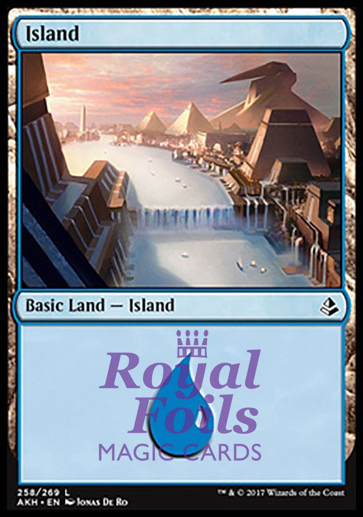 Island #258 2x FOIL AKH MTG Amonkhet Basic Land MINT blue Island #258 2x FOIL AKH MTG Amonkhet Basic Land MINT blue