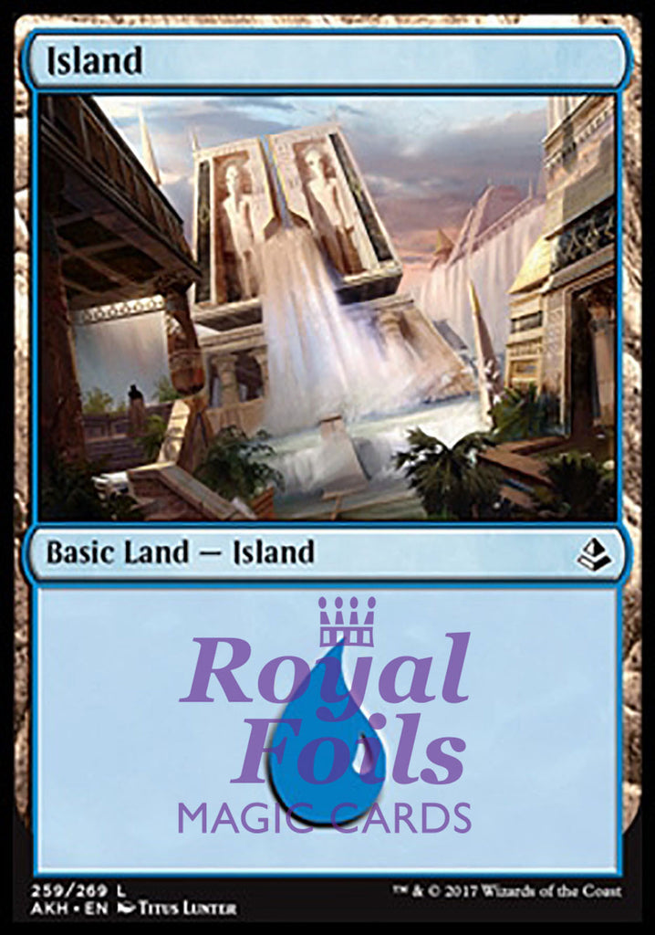 Island #259 4x FOIL AKH MTG Amonkhet Basic Land MINT blue Island #259 4x FOIL AKH MTG Amonkhet Basic Land MINT blue