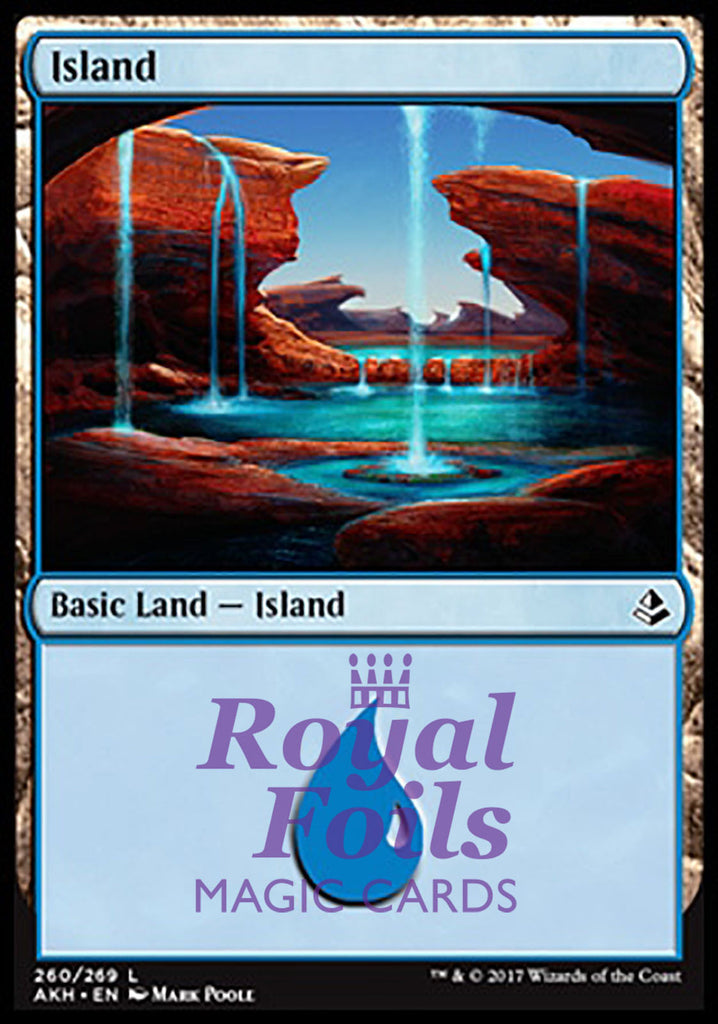 Island #260 4x FOIL AKH MTG Amonkhet Basic Land MINT blue Island #260 4x FOIL AKH MTG Amonkhet Basic Land MINT blue