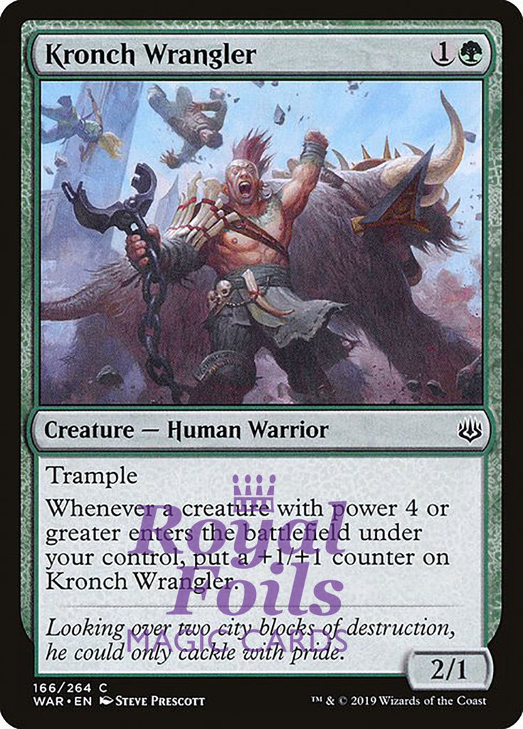 Kronch Wrangler 3x FOIL WAR MTG War of the Spark Common MINT green Kronch Wrangler 3x FOIL WAR MTG War of the Spark Common MINT green
