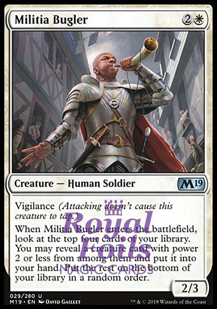 Militia Bugler 2x FOIL M19 MTG Core Set 2019 Uncommon MINT white Militia Bugler 2x FOIL M19 MTG Core Set 2019 Uncommon MINT white