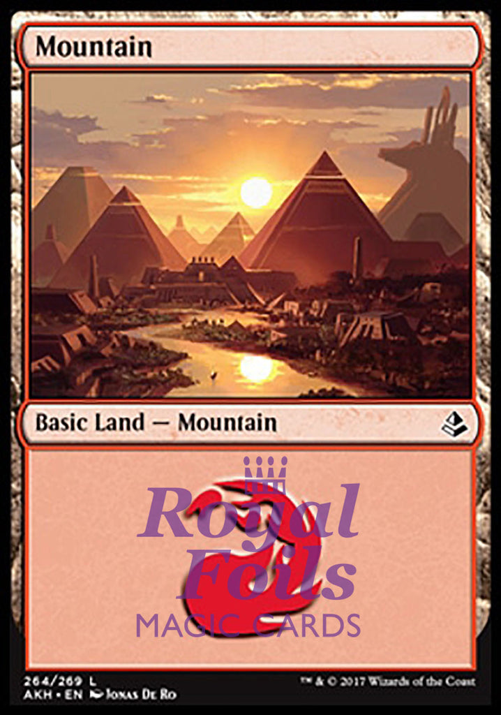 Mountain #264 2x FOIL AKH MTG Amonkhet Basic Land MINT red Mountain #264 2x FOIL AKH MTG Amonkhet Basic Land MINT red