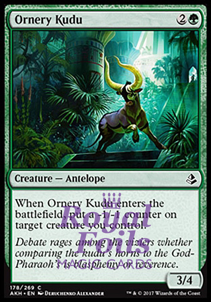 Ornery Kudu 4x FOIL AKH MTG Amonkhet Common MINT green Ornery Kudu 4x FOIL AKH MTG Amonkhet Common MINT green