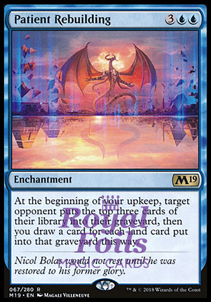 **1x FOIL Patient Rebuilding** M19 MTG Core Set 2019 Rare MINT blue **1x FOIL Patient Rebuilding** M19 MTG Core Set 2019 Rare MINT blue