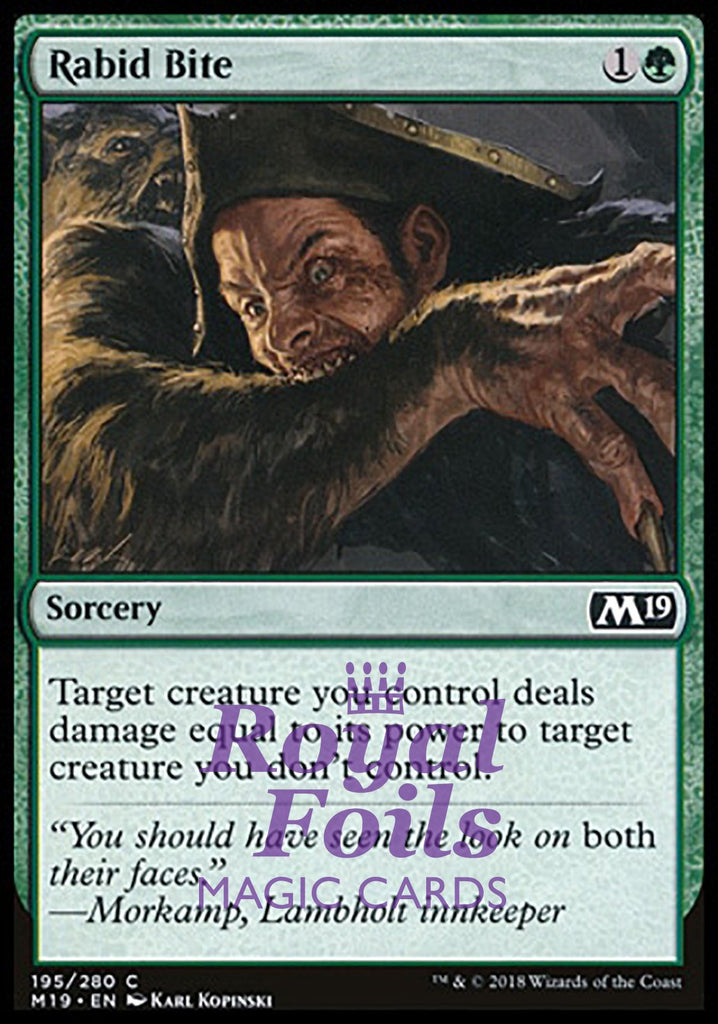 **4x FOIL Rabid Bite** M19 MTG Core Set 2019 Common MINT green **4x FOIL Rabid Bite** M19 MTG Core Set 2019 Common MINT green