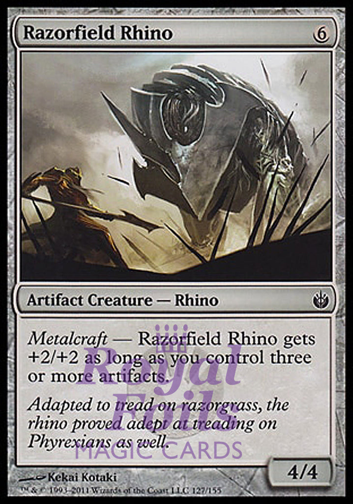 Razorfield Rhino 4x FOIL MBS MTG Mirrodin Besieged Common MINT artifact Razorfield Rhino 4x FOIL MBS MTG Mirrodin Besieged Common MINT artifact