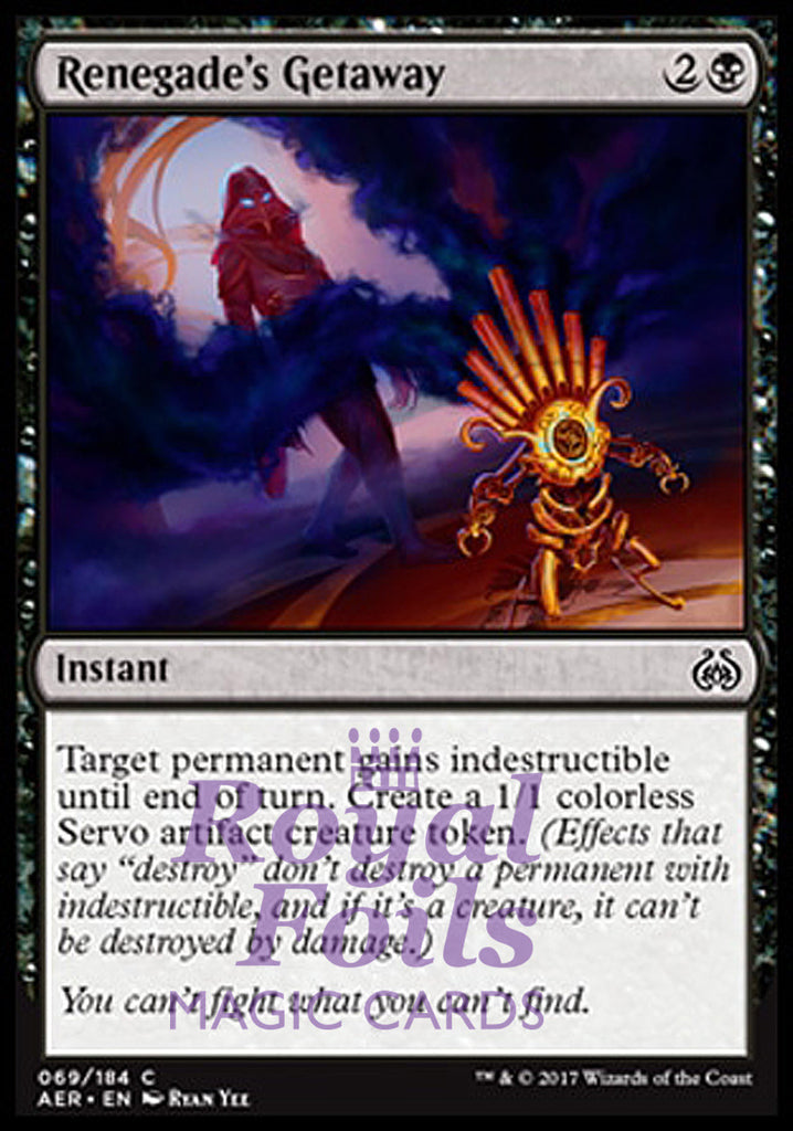 Renegade's Getaway 4x FOIL AER MTG Aether Revolt Common MINT black Renegade's Getaway 4x FOIL AER MTG Aether Revolt Common MINT black