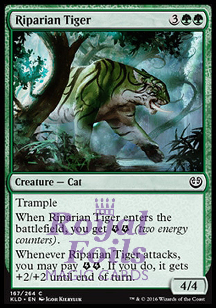 Riparian Tiger 4x FOIL KLD MTG Kaladesh Common MINT green Riparian Tiger 4x FOIL KLD MTG Kaladesh Common MINT green
