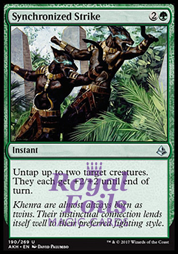 Synchronized Strike 4x FOIL AKH MTG Amonkhet Uncommon MINT green Synchronized Strike 4x FOIL AKH MTG Amonkhet Uncommon MINT green