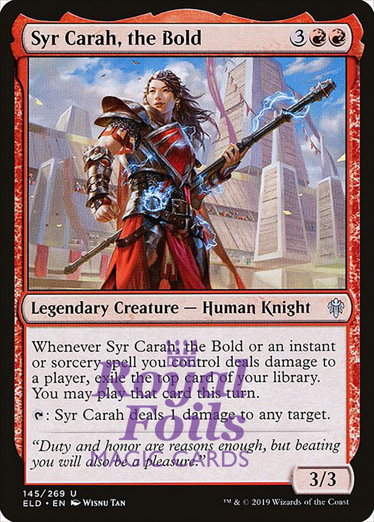 Syr Carah, the Bold 2x FOIL ELD MTG Throne of Eldraine Uncommon MINT red Syr Carah, the Bold 2x FOIL ELD MTG Throne of Eldraine Uncommon MINT red