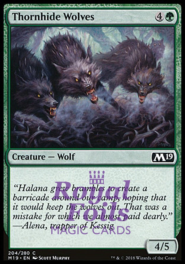 Thornhide Wolves 4x FOIL M19 MTG Core Set 2019 Common MINT green Thornhide Wolves 4x FOIL M19 MTG Core Set 2019 Common MINT green