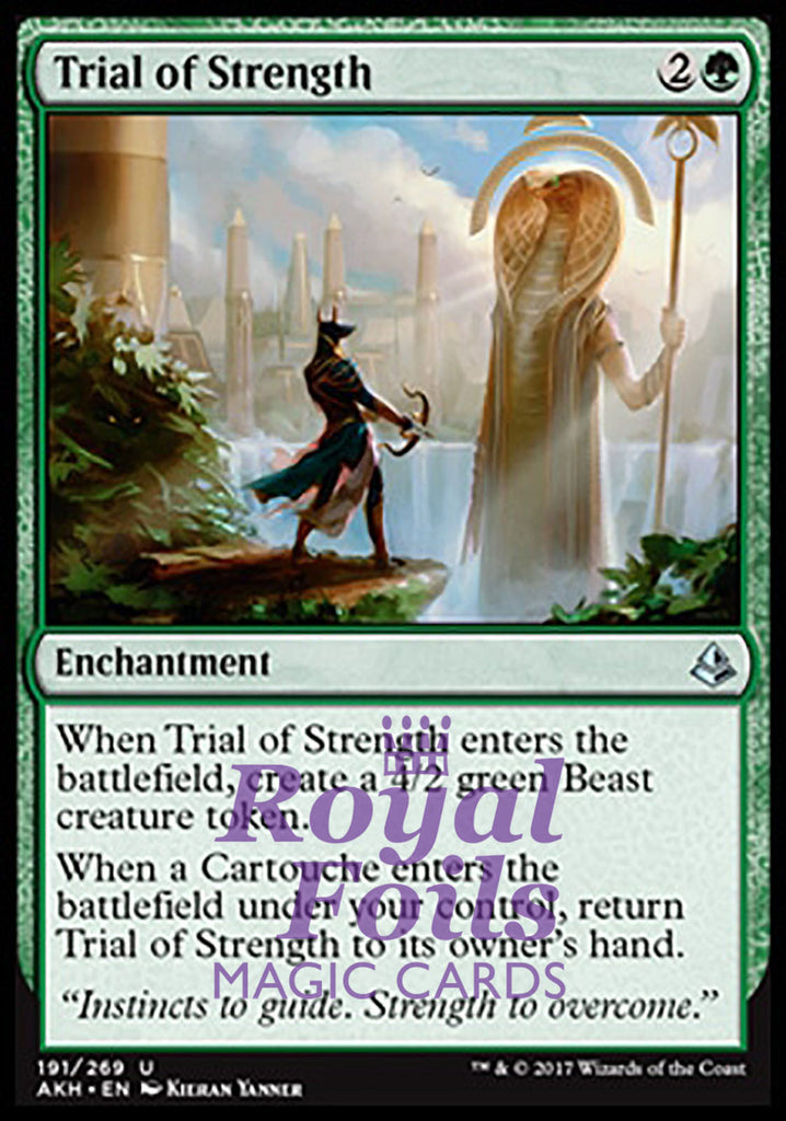 Trial of Strength 4x FOIL AKH MTG Amonkhet Uncommon MINT green Trial of Strength 4x FOIL AKH MTG Amonkhet Uncommon MINT green