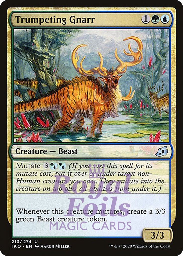 Trumpeting Gnarr 4x FOIL IKO MTG Ikoria Uncommon MINT green blue Trumpeting Gnarr 4x FOIL IKO MTG Ikoria Uncommon MINT green blue
