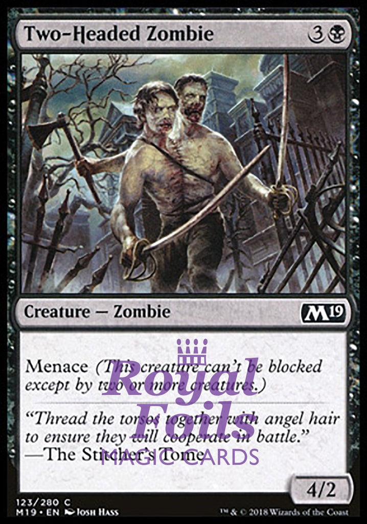 **4x FOIL Two-Headed Zombie** M19 MTG Core Set 2019 Common MINT black **4x FOIL Two-Headed Zombie** M19 MTG Core Set 2019 Common MINT black