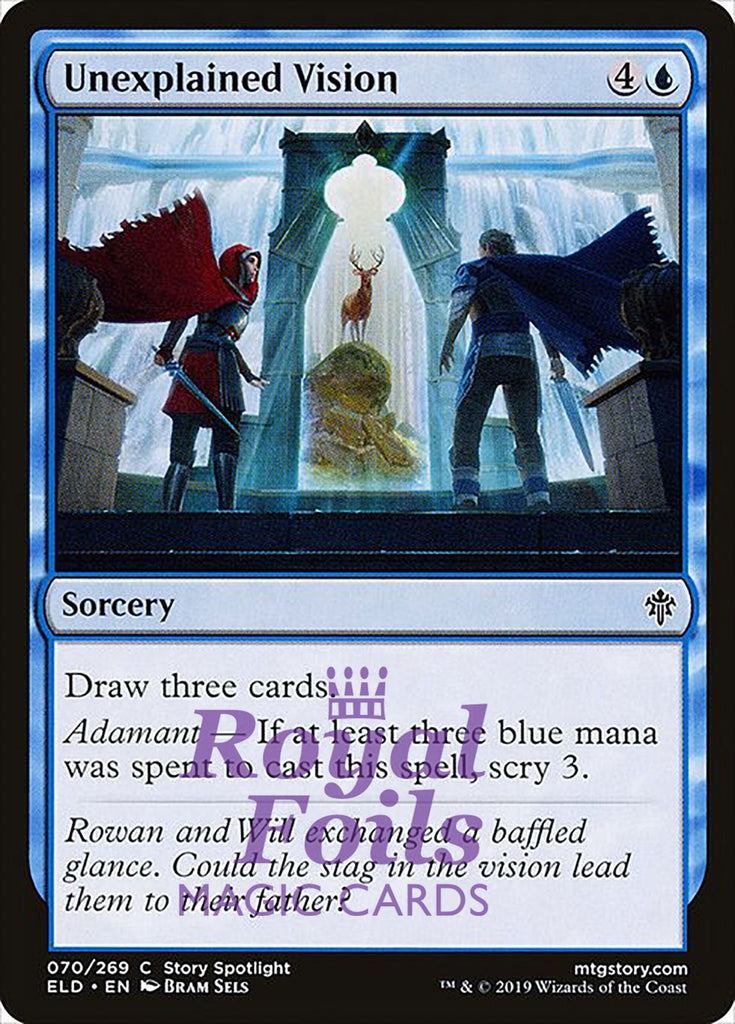 **3x FOIL Unexplained Vision** ELD MTG Throne of Eldraine Common MINT blue **3x FOIL Unexplained Vision** ELD MTG Throne of Eldraine Common MINT blue