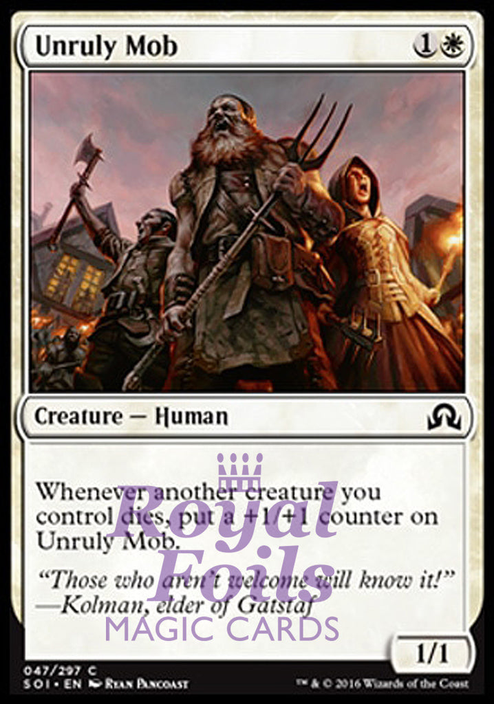 Unruly Mob 4x FOIL SOI MTG Shadows Over Innistrad Common MINT white Unruly Mob 4x FOIL SOI MTG Shadows Over Innistrad Common MINT white