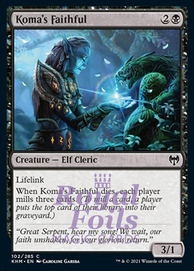 **4x FOIL Koma's Faithful** KHM MTG Kaldheim Common MINT black **4x FOIL Koma's Faithful** KHM MTG Kaldheim Common MINT black