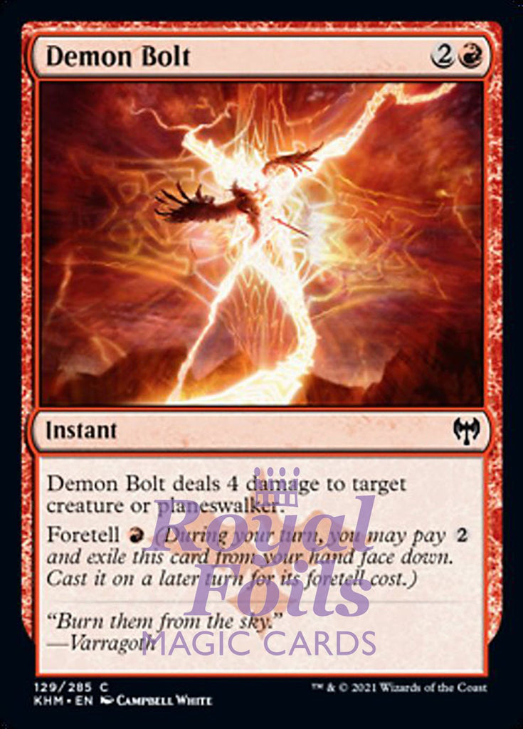 **4x FOIL Demon Bolt** KHM MTG Kaldheim Common MINT red **4x FOIL Demon Bolt** KHM MTG Kaldheim Common MINT red