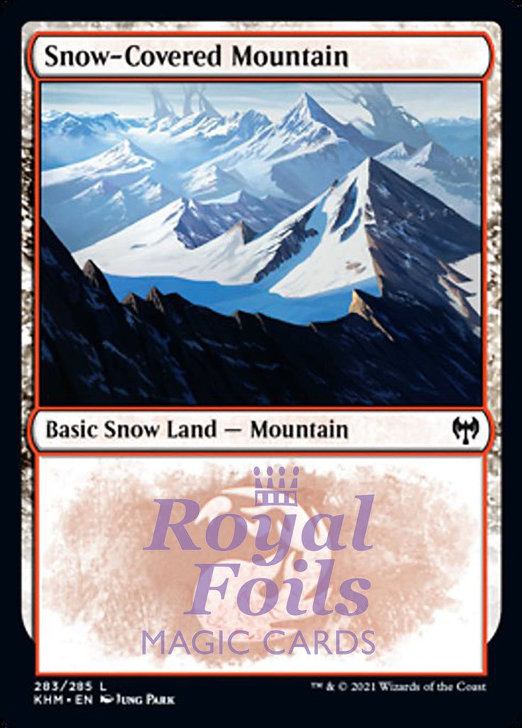 Snow-Covered Mountain #283 2x FOIL KHM MTG Kaldheim Common MINT basic snow land red Snow-Covered Mountain #283 2x FOIL KHM MTG Kaldheim Common MINT basic snow land red