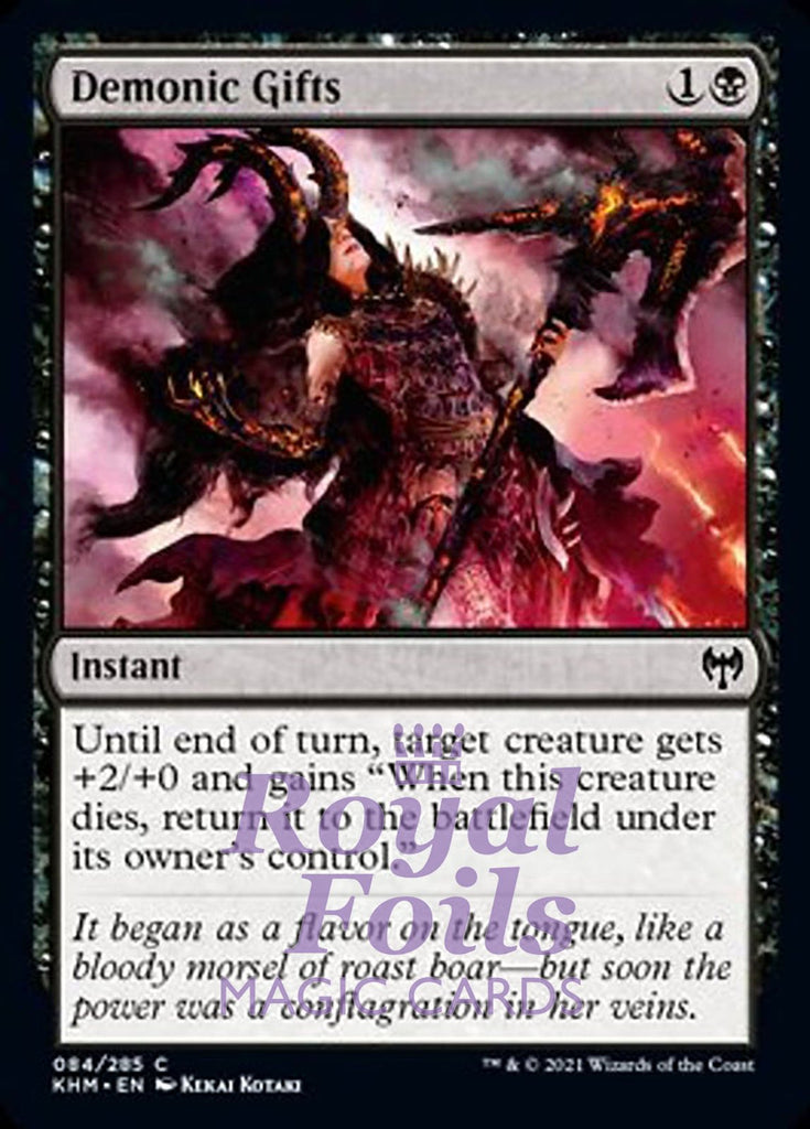 **4x FOIL Demonic Gifts** KHM MTG Kaldheim Common MINT black **4x FOIL Demonic Gifts** KHM MTG Kaldheim Common MINT black