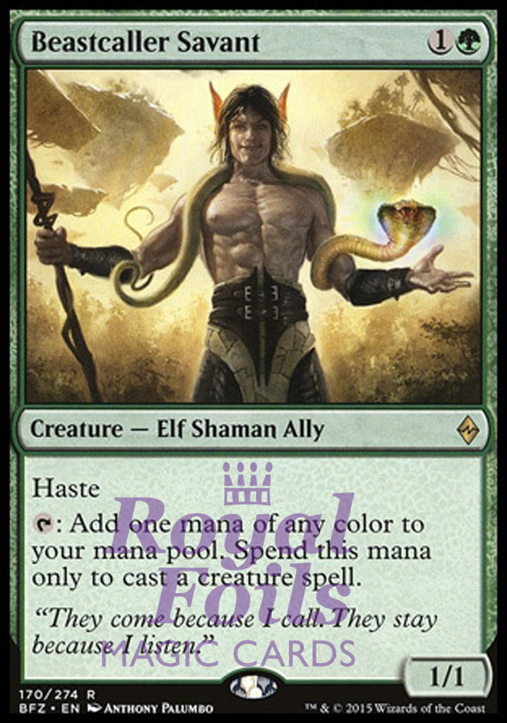 Beastcaller Savant 1x FOIL BFZ MTG Battle for Zendikar Rare MINT green