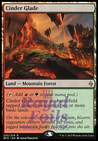 Cinder Glade 1x FOIL BFZ MTG Battle for Zendikar Rare MINT red green land